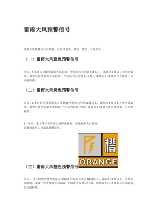 各种气象灾害预警含义