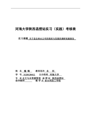 河海大学社会实践考核表