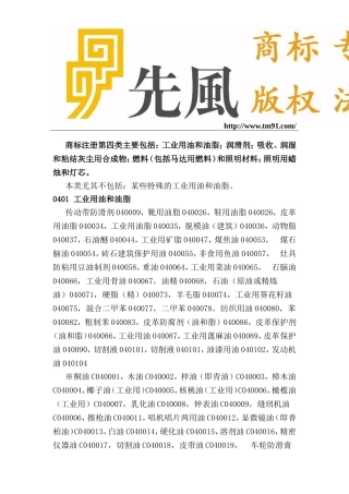 商标注册分类第四类细节选项说明