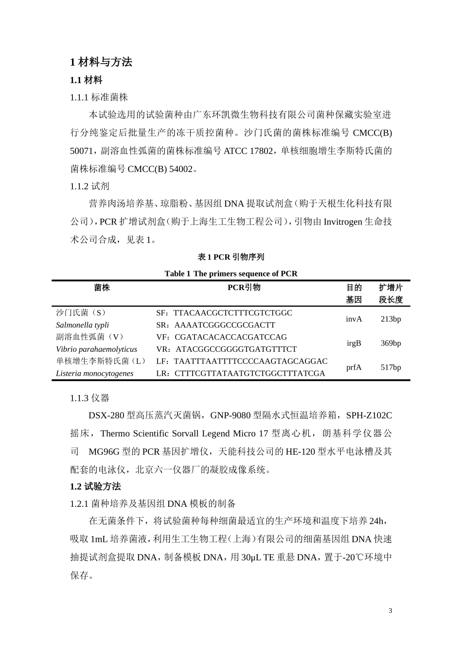 应用多重PCR检测冷冻虾类海产品中3种致病菌_第3页