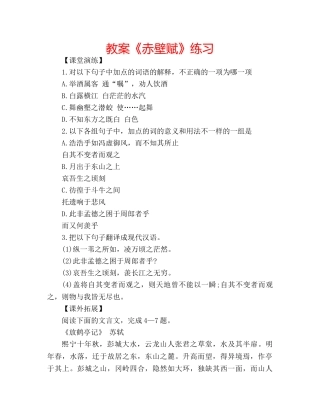 教案《赤壁赋》练习 