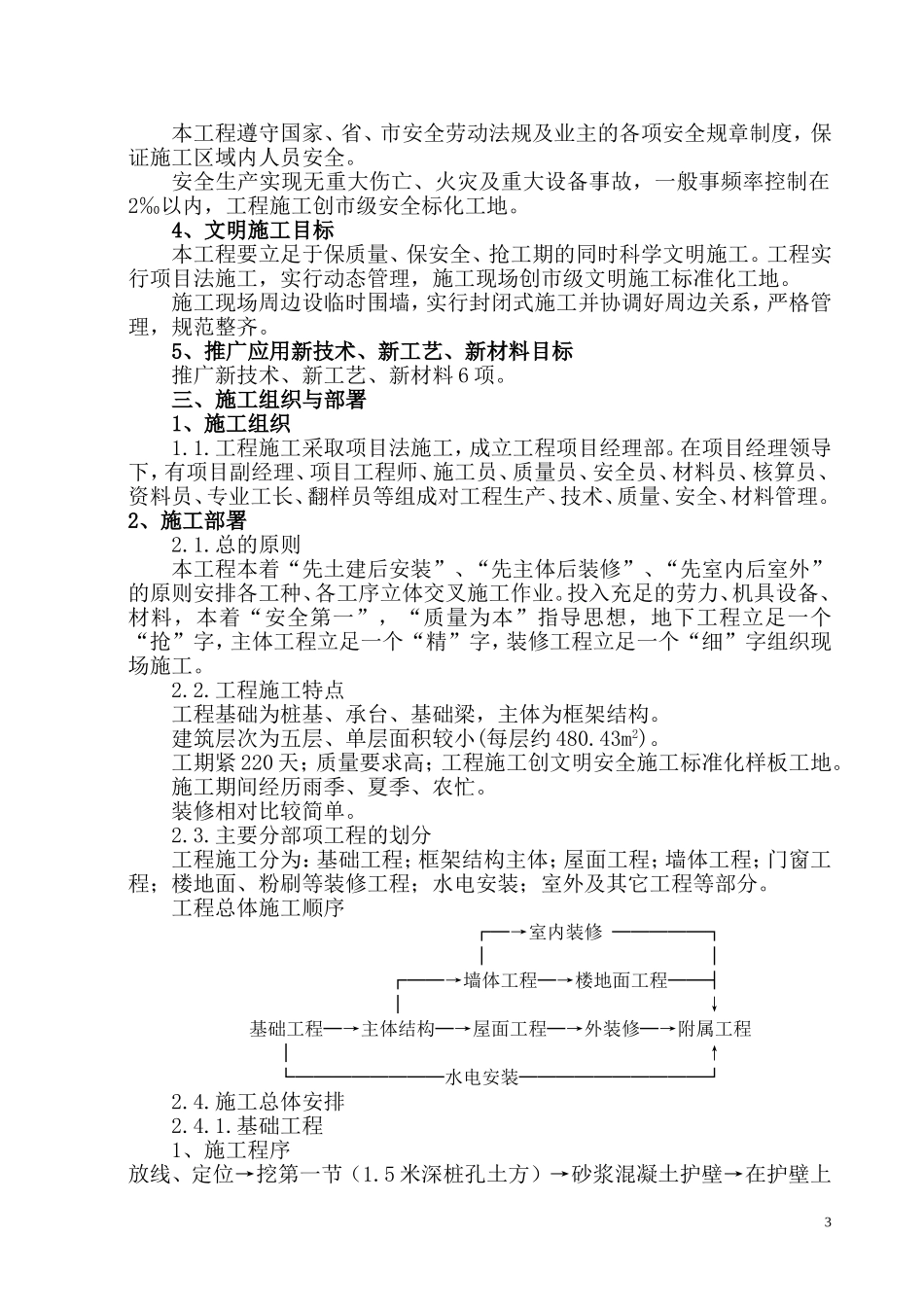 框架结构五层、人工挖孔桩基础工程施工组织设计 (1)_第3页