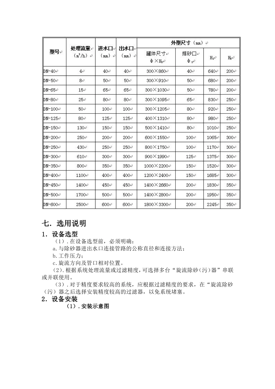 旋流除砂器介绍、选型及使用说明 文档_第3页