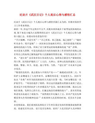 纪录片《武汉日记》个人观后心得与感悟汇总 