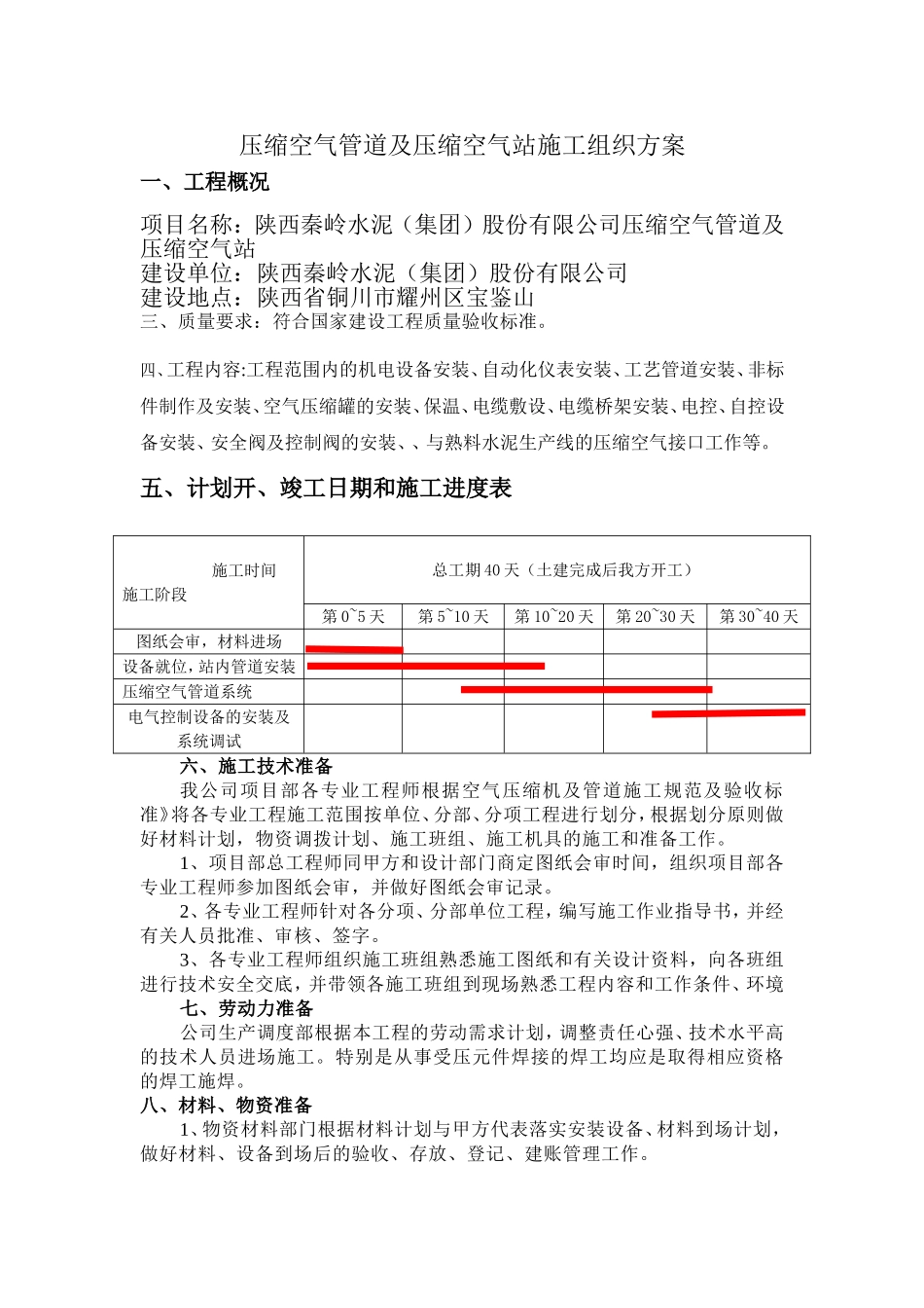 压缩空气管道及压缩空气站施工组织方案_第1页