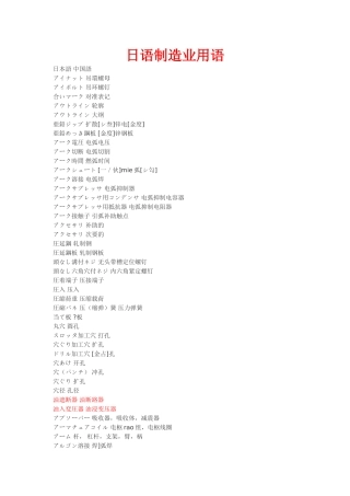 日语制造业用语