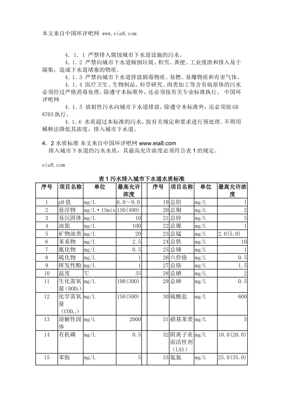 污水排入城市下水道水质标准_第3页