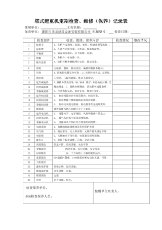 塔式起重机定期检查表