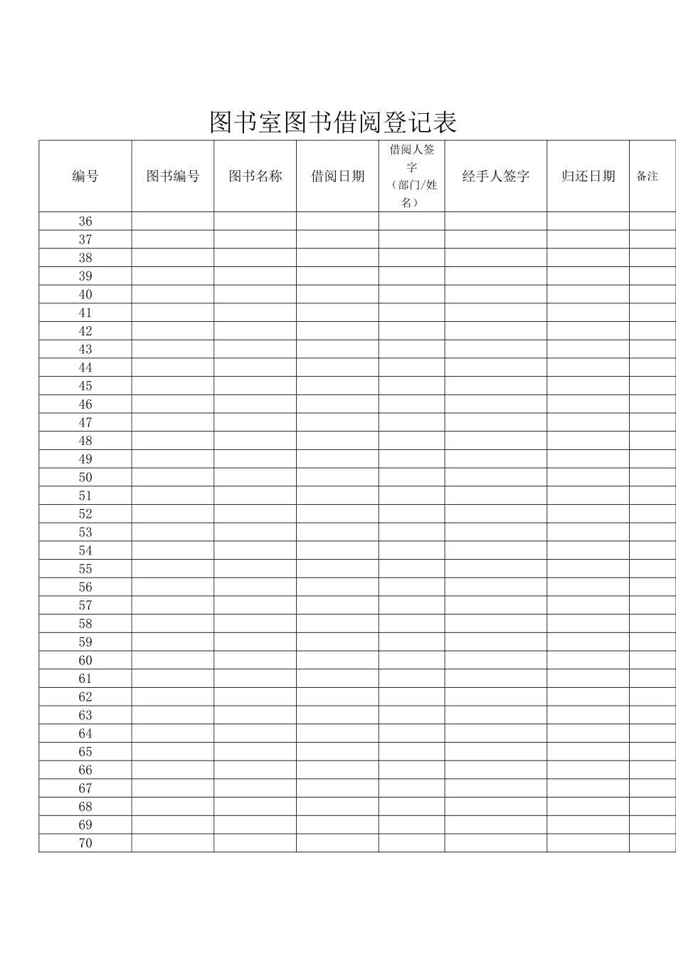 图书室图书借阅登记表_第2页