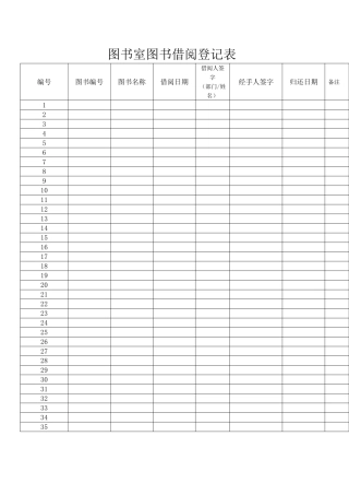 图书室图书借阅登记表