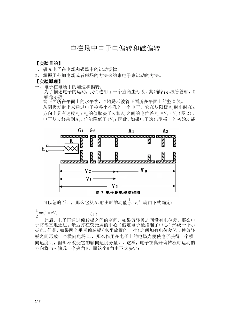 电磁场中电子电偏转和磁偏转_第1页