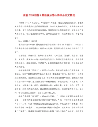 观看2020榜样4最新观后感心得体会范文精选 