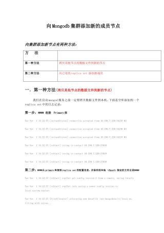何小伟-向Mongodb集群添加新的成员节点