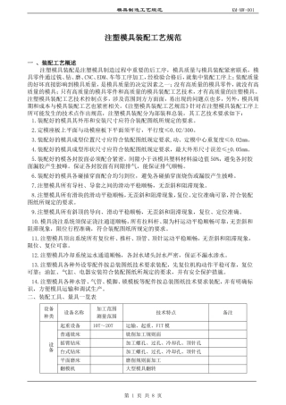 注塑模具装配工艺规范