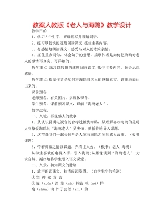 教案人教版《老人与海鸥》教学设计 