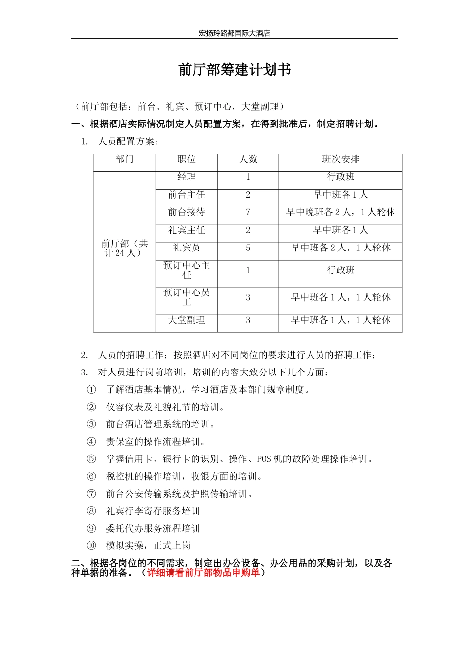 前厅部筹建计划书_第1页