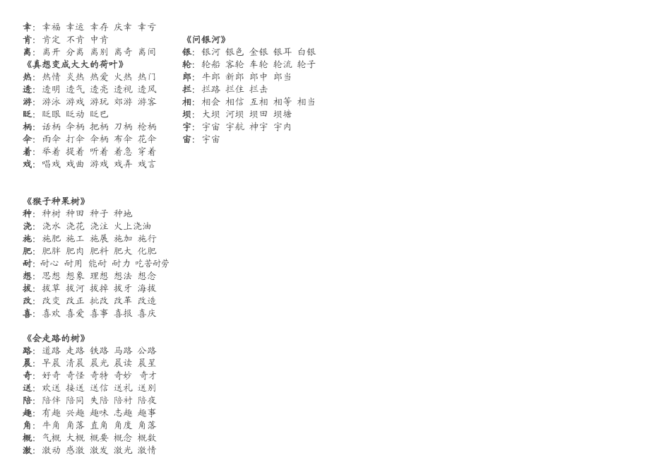 二下语文生字扩词(横向)新_第3页
