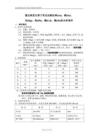 原子荧光分析条件