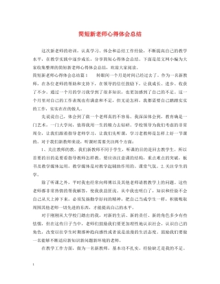 简短新老师心得体会总结 