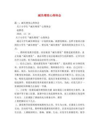 减负增效心得体会 