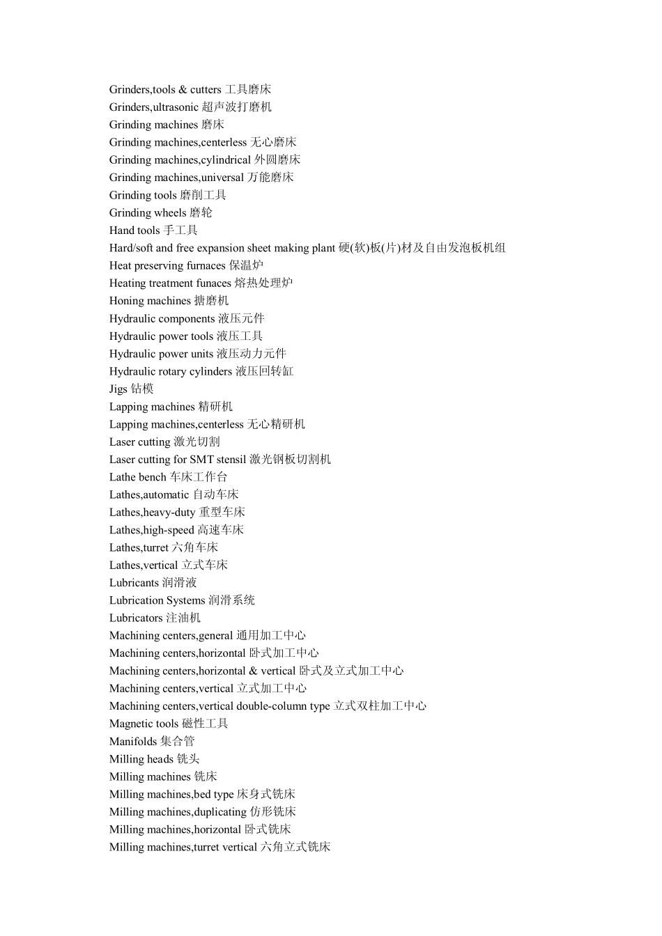 机床名词英汉对照表_第3页