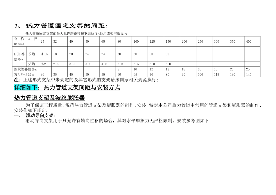 热力管道支架间距与安装方式_第1页