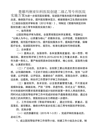 创建等级医院工作方案