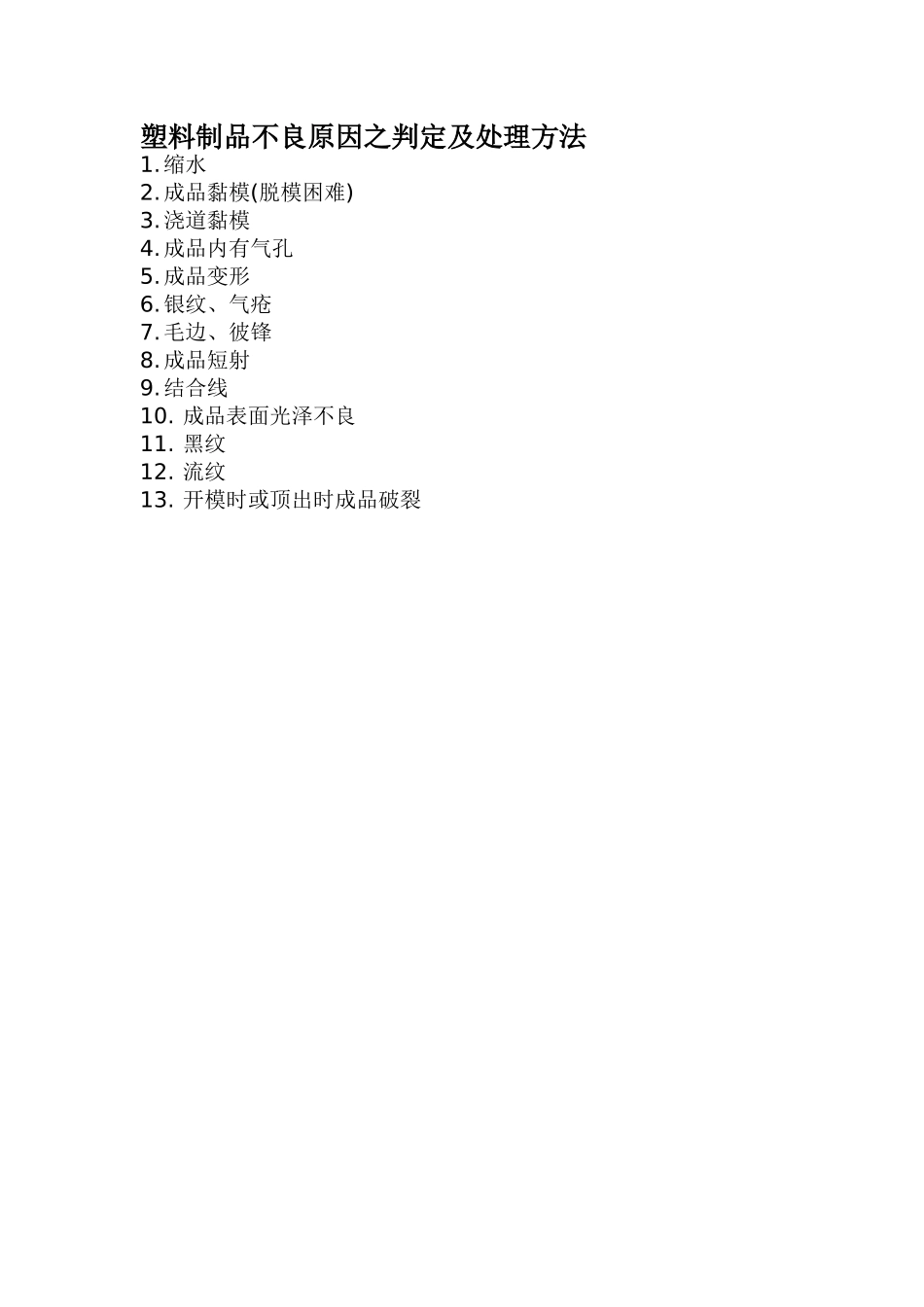 塑料制品不良原因之判定及处理方法_第1页