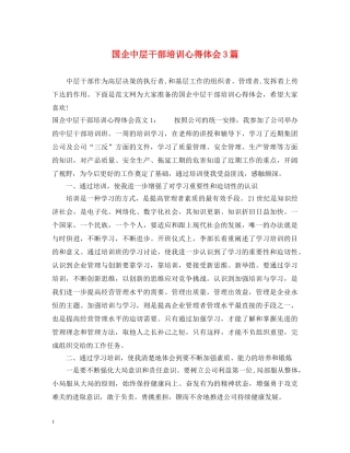 国企中层干部培训心得体会3篇 