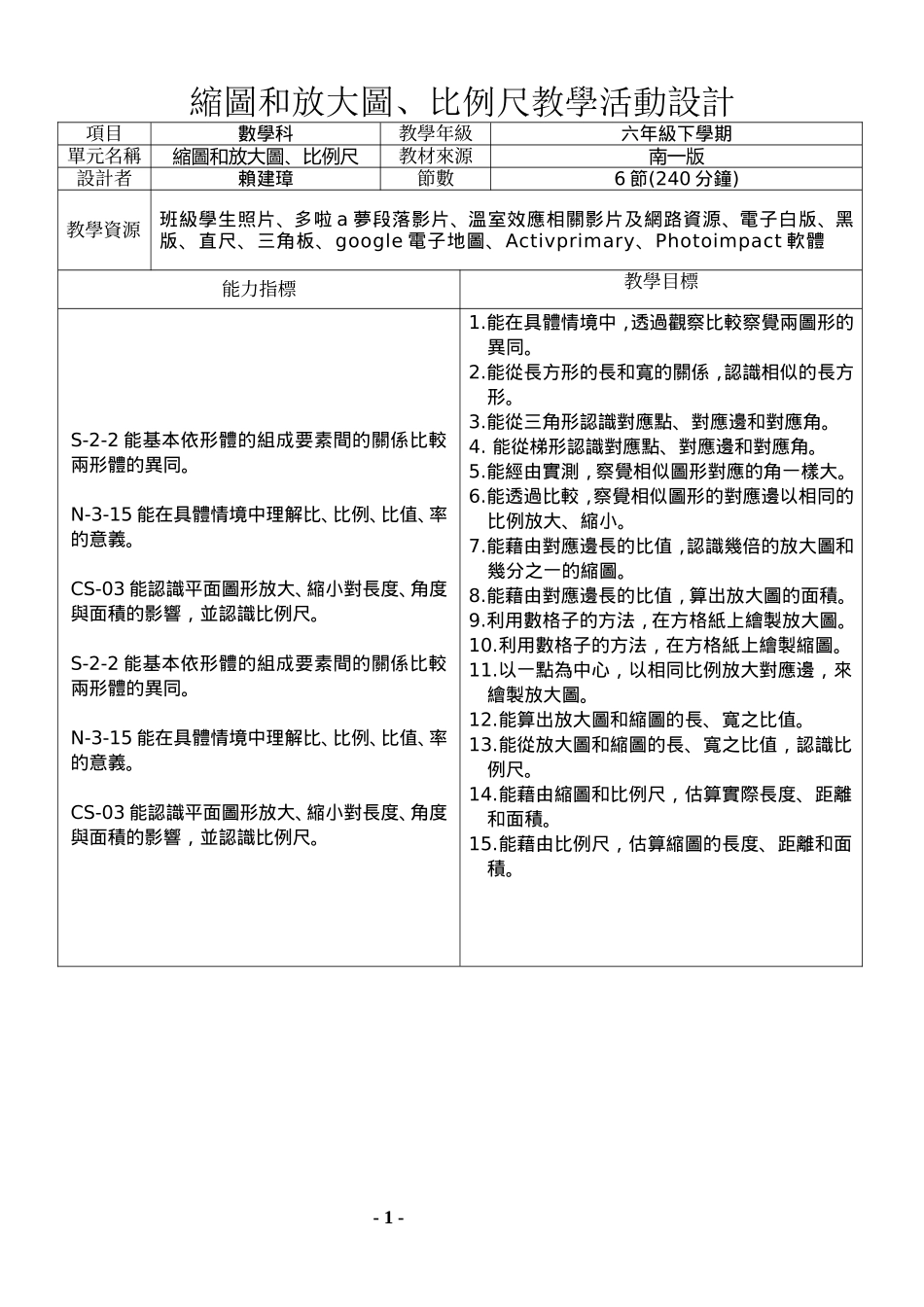 缩图和放大图,比例尺教学活动设计_第1页