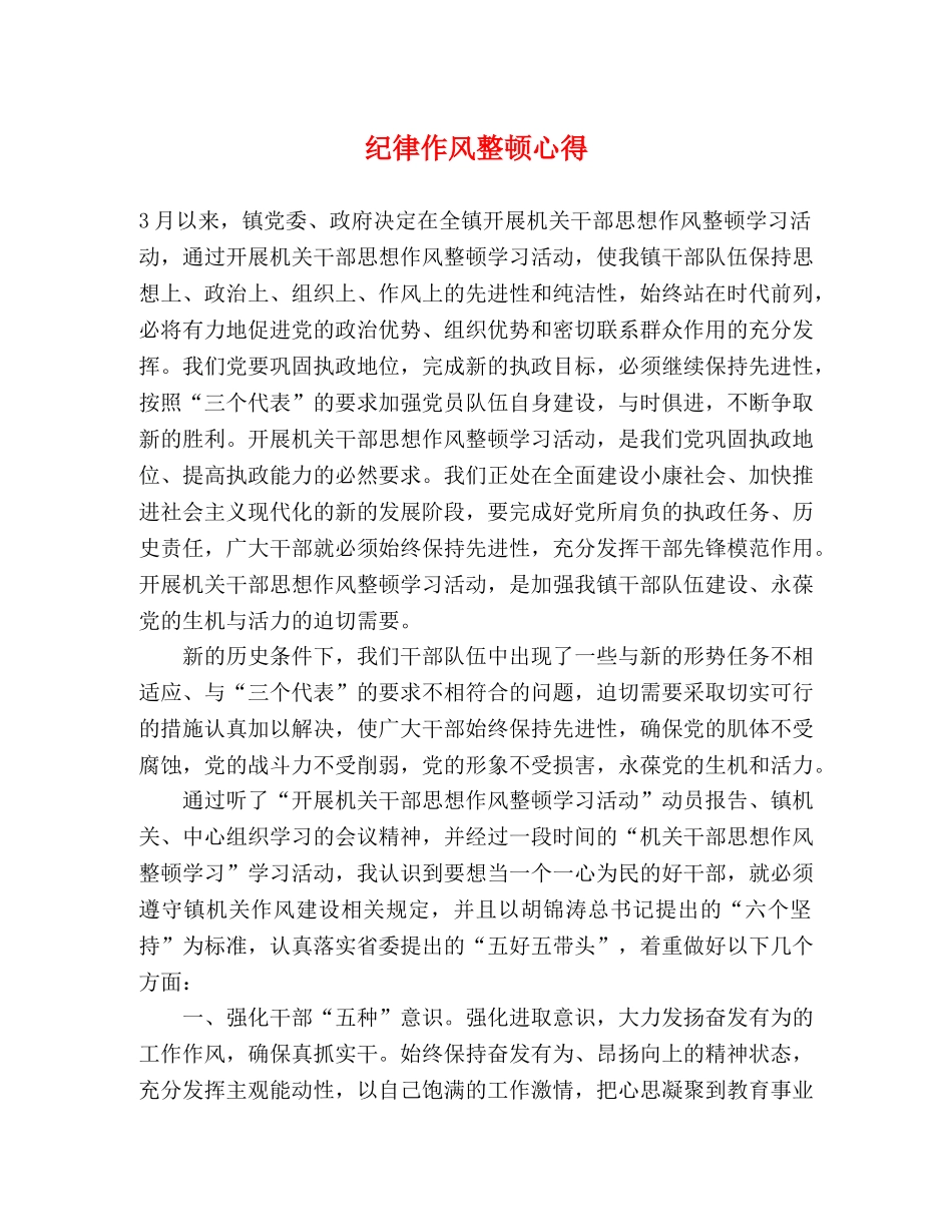 纪律作风整顿心得 _第1页