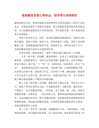 继续解放思想心得体会：领导带头深刻剖析 