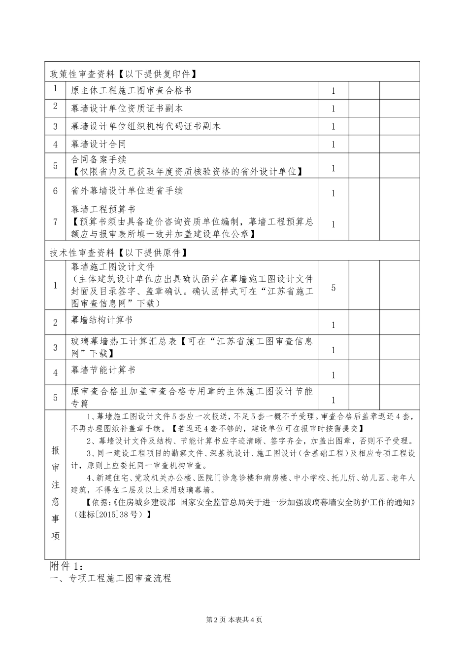 江苏省建设工程施工图设计审查报审表(专项工程-建筑幕墙)_第2页