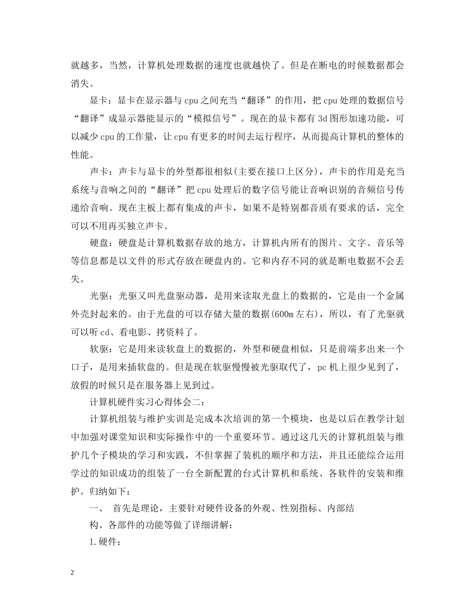 计算机硬件实习心得体会3篇 _第2页