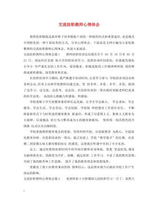 交流挂职教师心得体会 