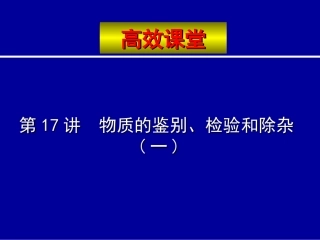 第17讲 物质的鉴别、检验和除杂(一)