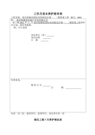 绿化养护周计划