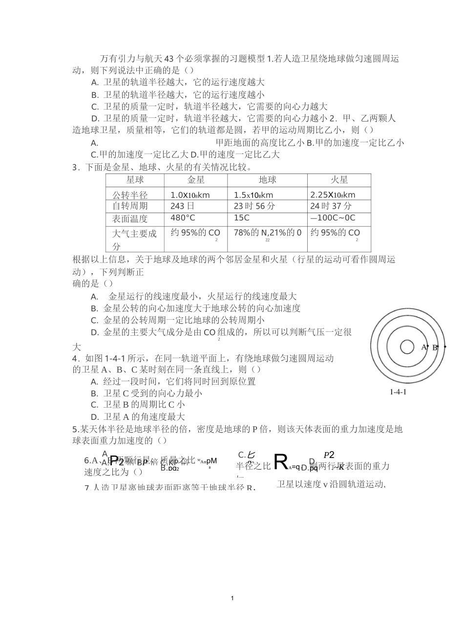 万有引力与航天习题(含答案)_第1页