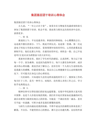 集团基层团干培训心得体会 
