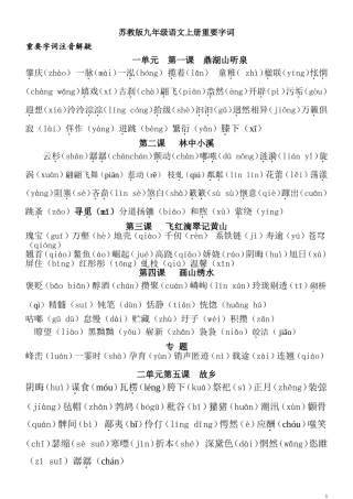 九年级上册重要生字词