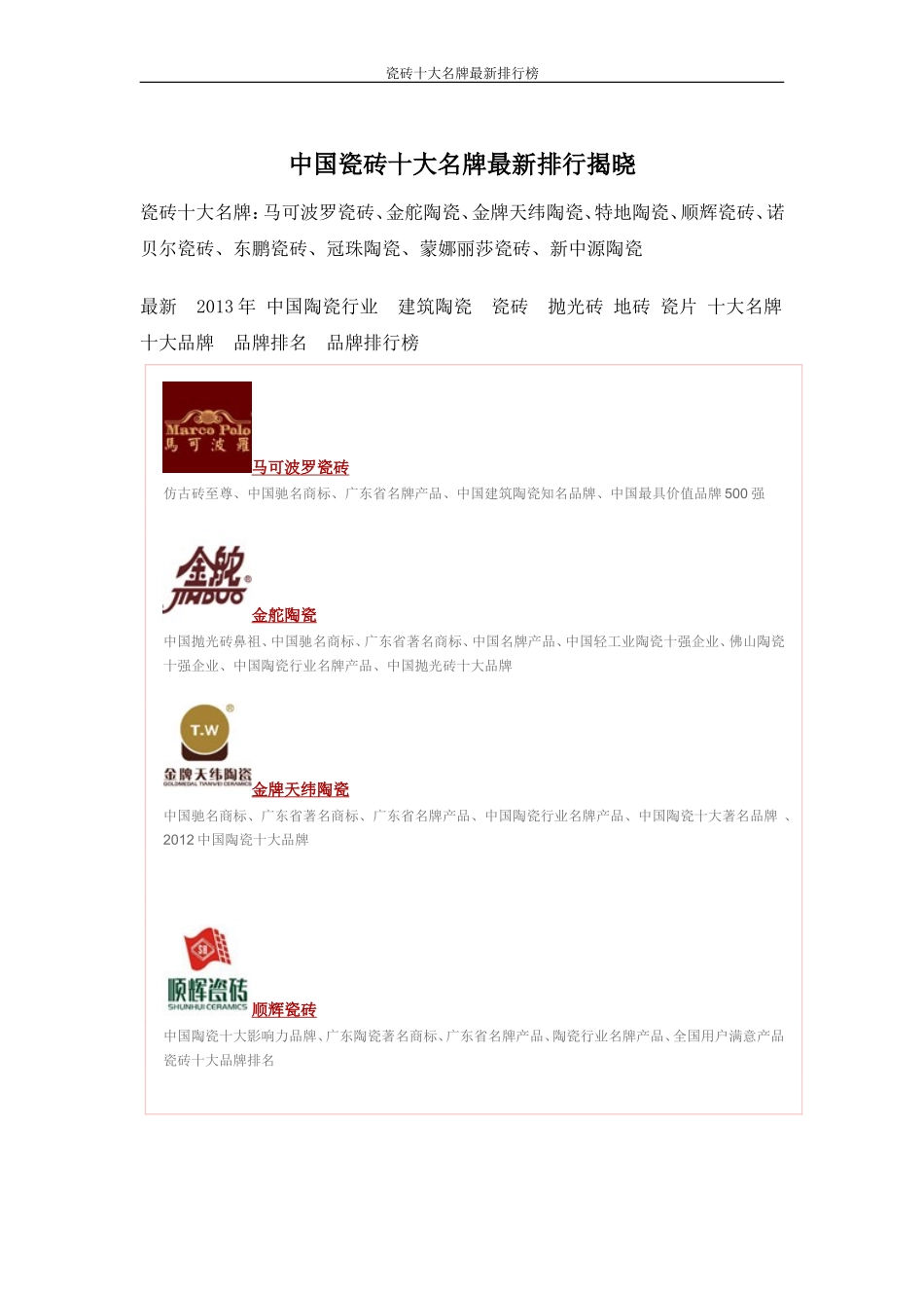 中国瓷砖十大名牌最新排行解读_第1页