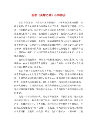 观看《英雄之城》心得体会 