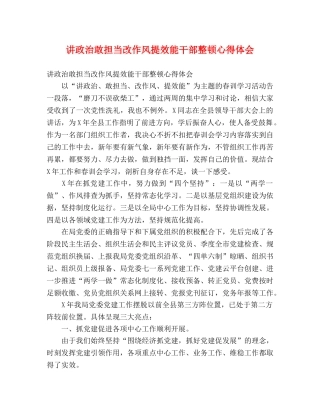 讲政治敢担当改作风提效能干部整顿心得体会 