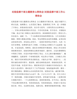 纪检监察干部主题教育心得体会-纪检监察干部工作心得体会 