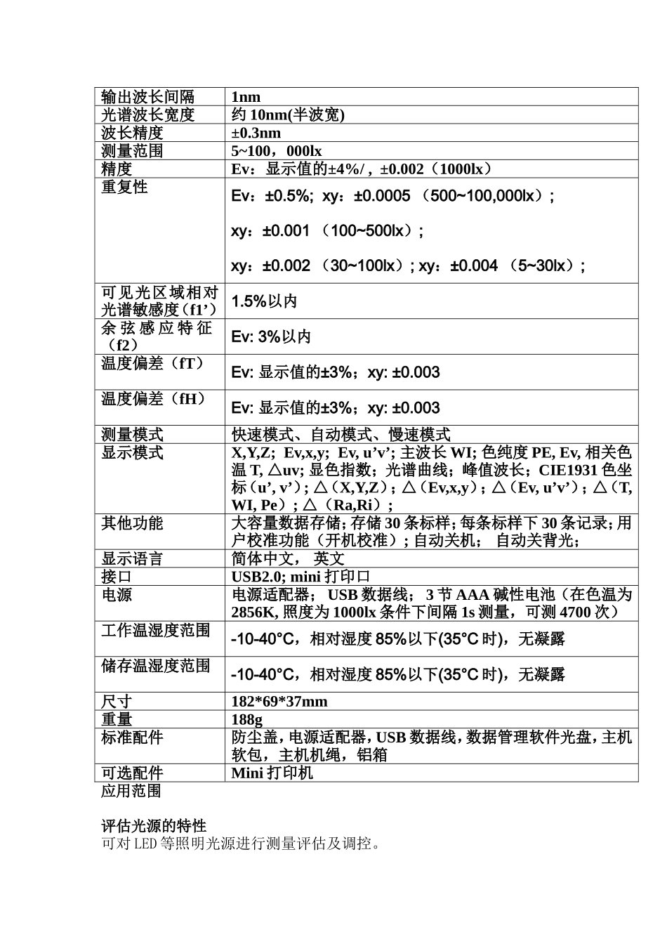 分光照度计HP-L500技术参数_第2页