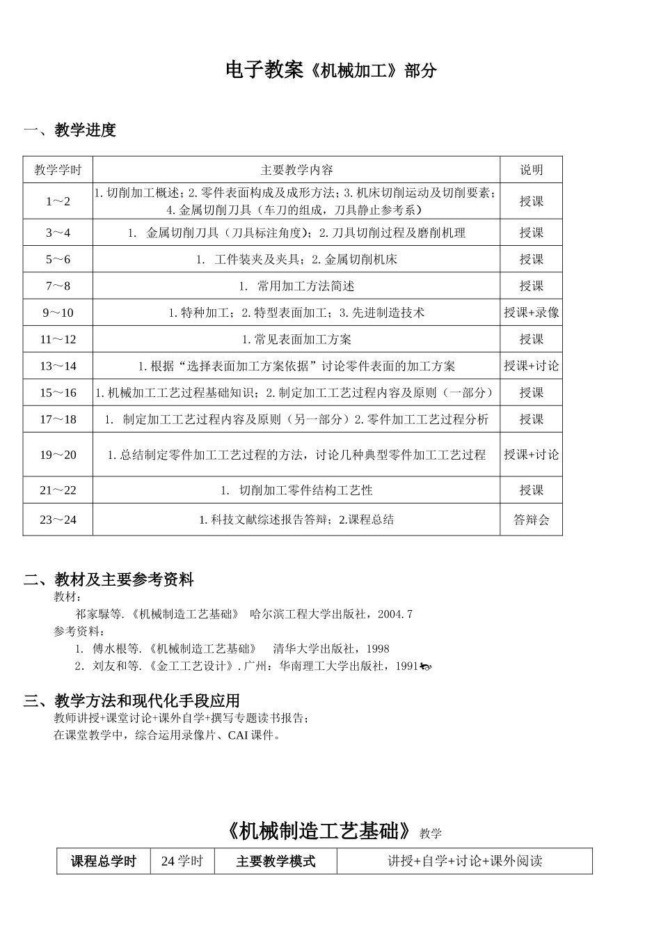 机械制造工艺基础教案_第1页