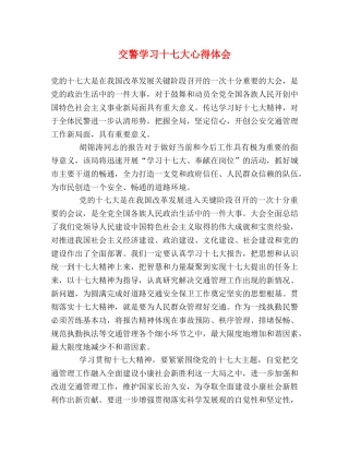 交警学习十七大心得体会 