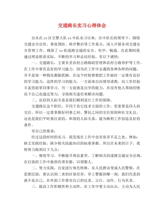 交通路长实习心得体会 