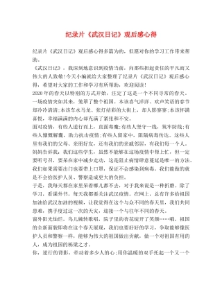 纪录片《武汉日记》观后感心得 