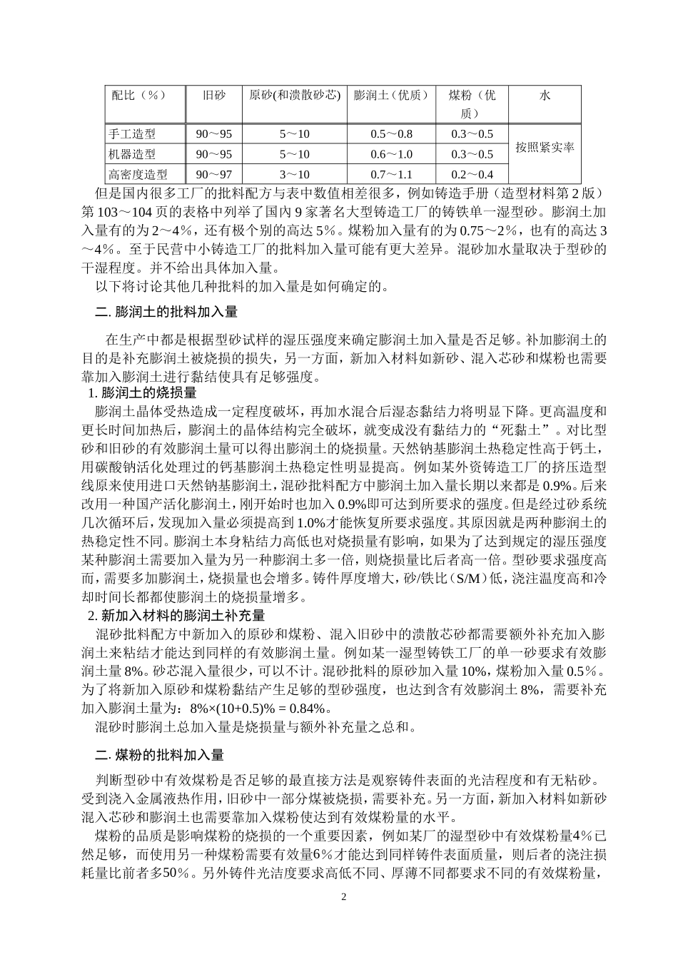 湿型砂的配方是怎样定的_第2页
